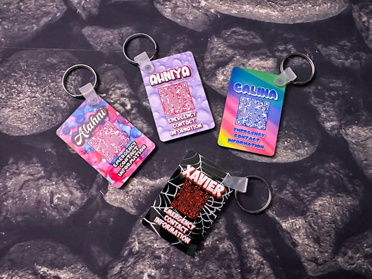 Emergency Contact Keychain Tags for Backpacks